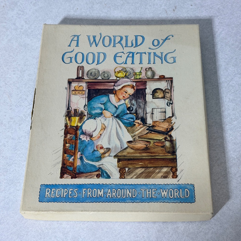 Vintage 1951 A World of Good Eating Cookbook Ellen Nelson Illustrations Boxed